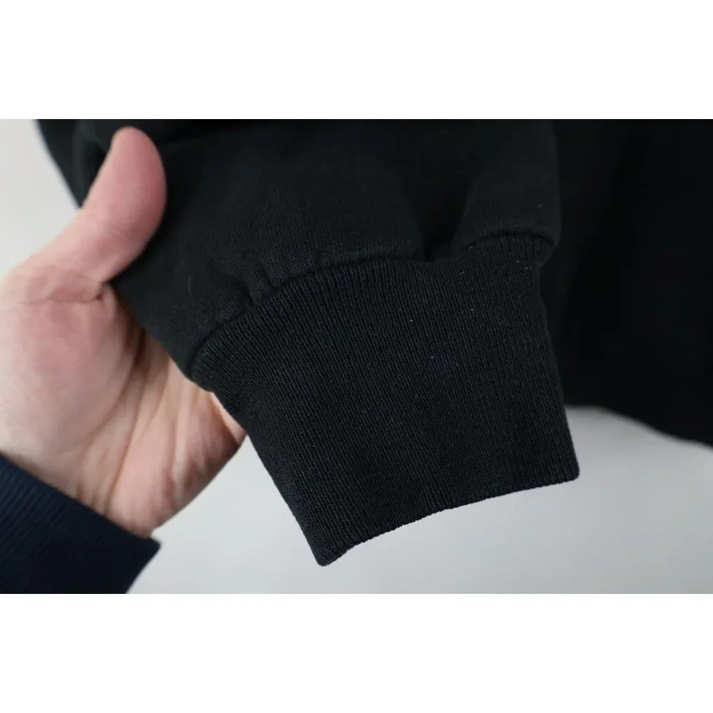 Vintage 90s Streetwear Mens XL Distressed Blank Crewneck Sweatshirt Black USA - Picture 7 of 12